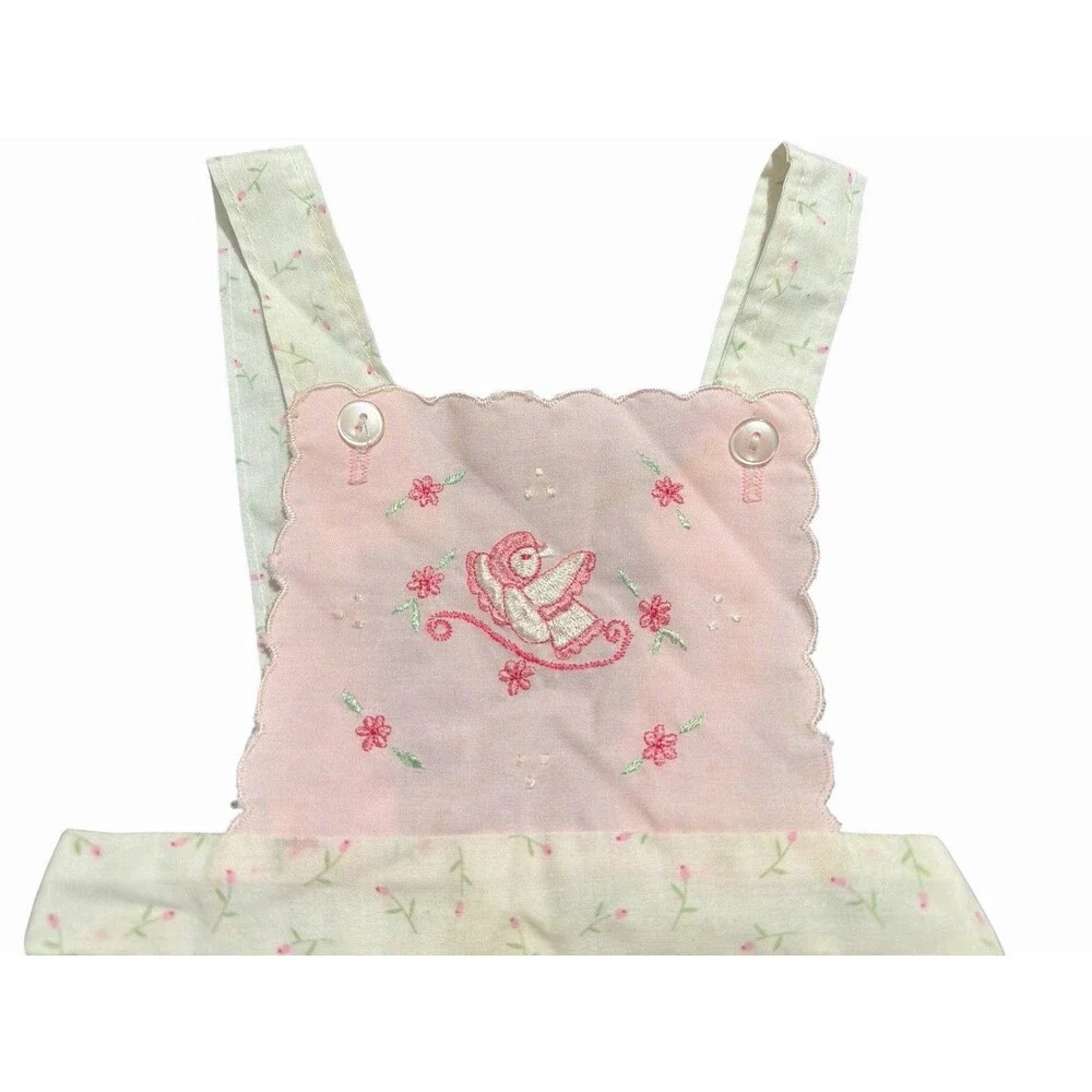 Vintage Baby Girl Cradle Togs Bubble Romper Floral Embroidery 0-6 Months Cottage